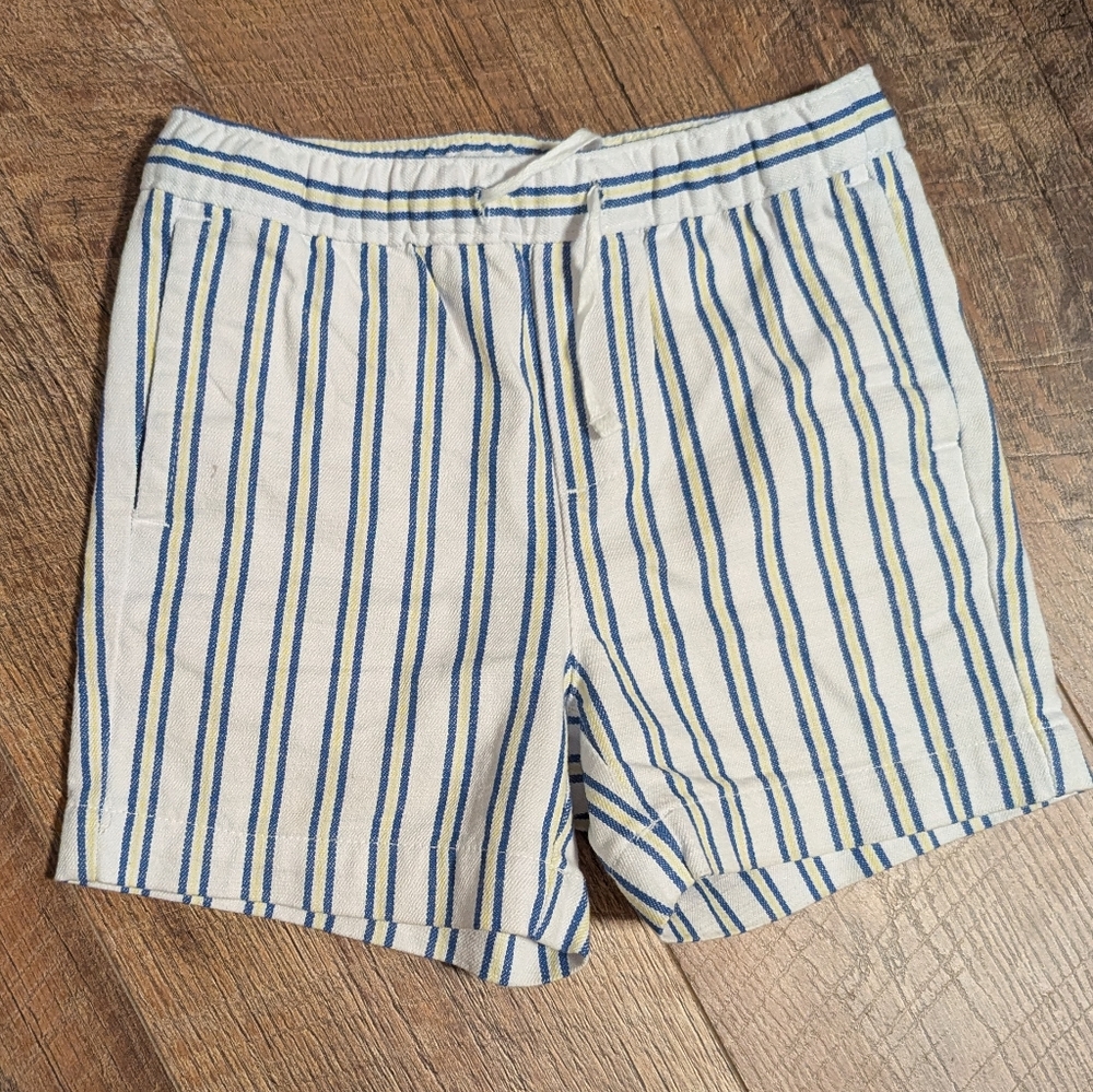 Janie and Jack Blue and White Bermuda Shorts with Stripes
